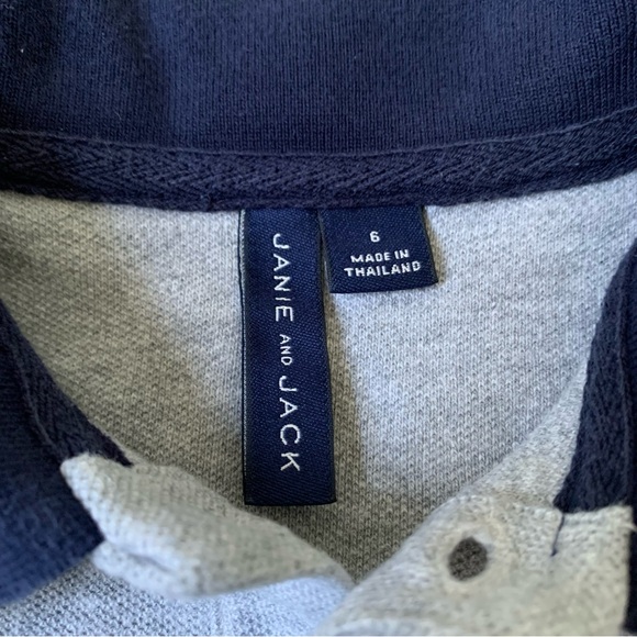 Janie and Jack Colorblock Pique Polo (Navy/Grey) Size 6 - Picture 4 of 5